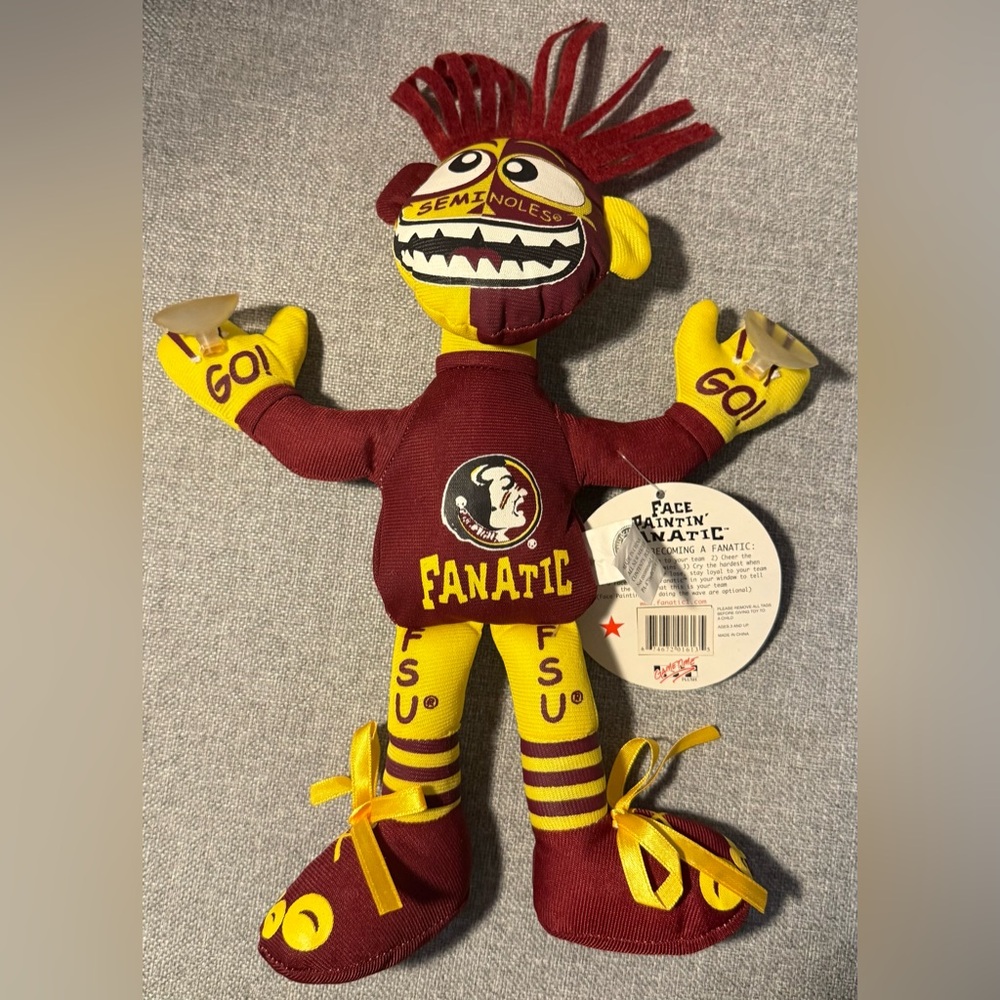 NEW- Florida State Seminoles NCAA - Face Paintin’ Fanatic Plush Toy-Window Cling